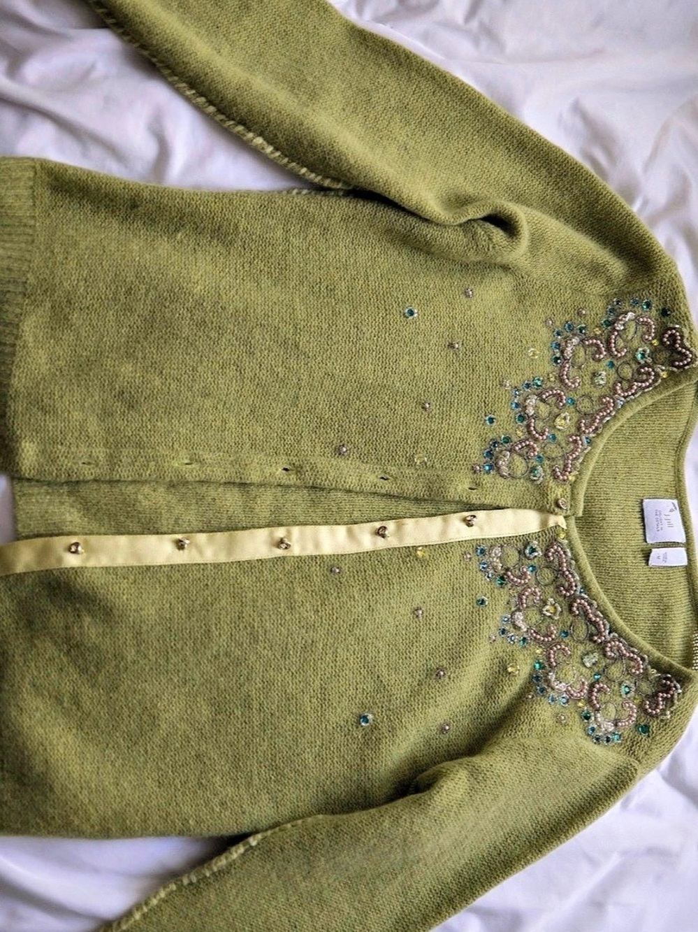 J. Jill Green Beaded Cardigan Sweater